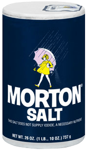 Blue container of Morton Salt or iodized salt. | MakeSauerkraut.com