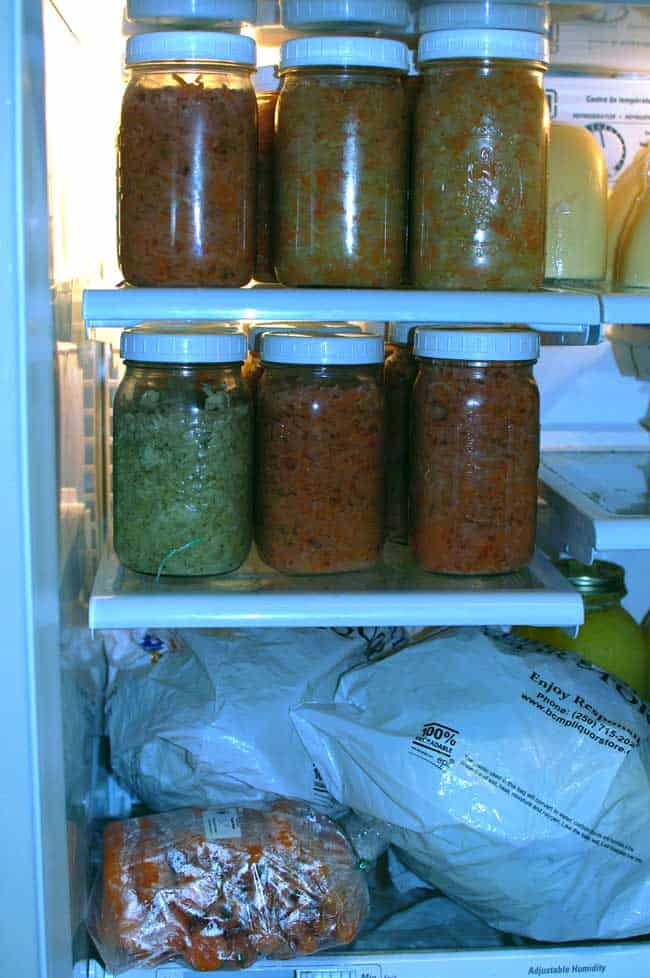 My refrigerator with cabbage, sauerkraut, carrots and cheese. | makesauerkraut.com