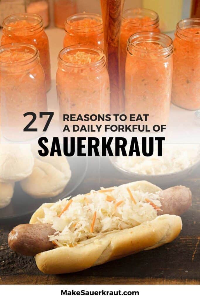 27 Reasons to Eat a daily Forkful of Sauekraut; Sauerkraut as hotdog sandwich topping