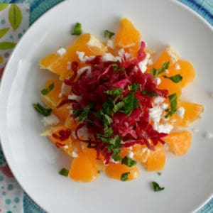 Passion Pink Sauerkraut adds color to this winter salad. | makesauerkraut.com