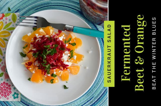 Beet sauerkraut and orange for a refreshing winter salad. | makesauerkraut.com