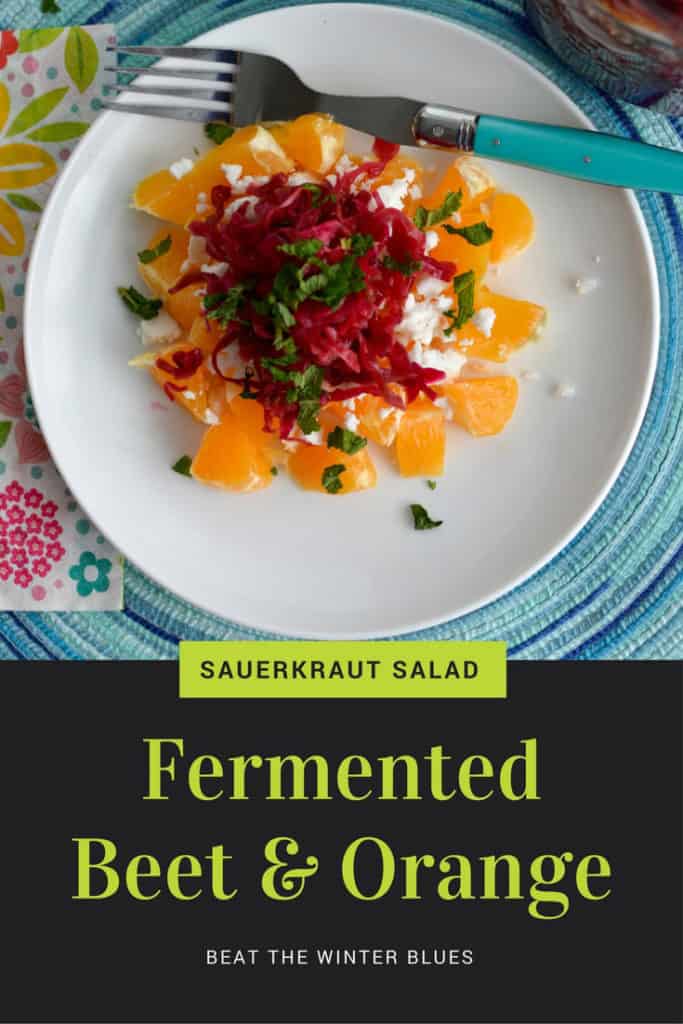 Beet sauerkraut and orange for a refreshing winter salad. | makesauerkraut.com