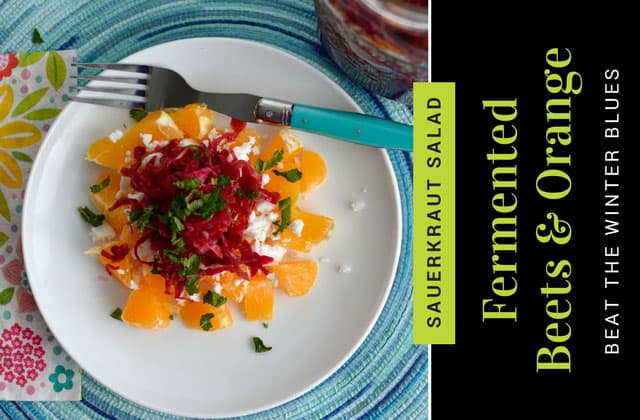 Beet sauerkraut and orange for a refreshing winter salad. | makesauerkraut.com