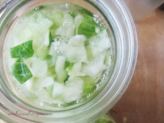 Top view of open jar of sauerkraut. | MakeSauerkraut.com