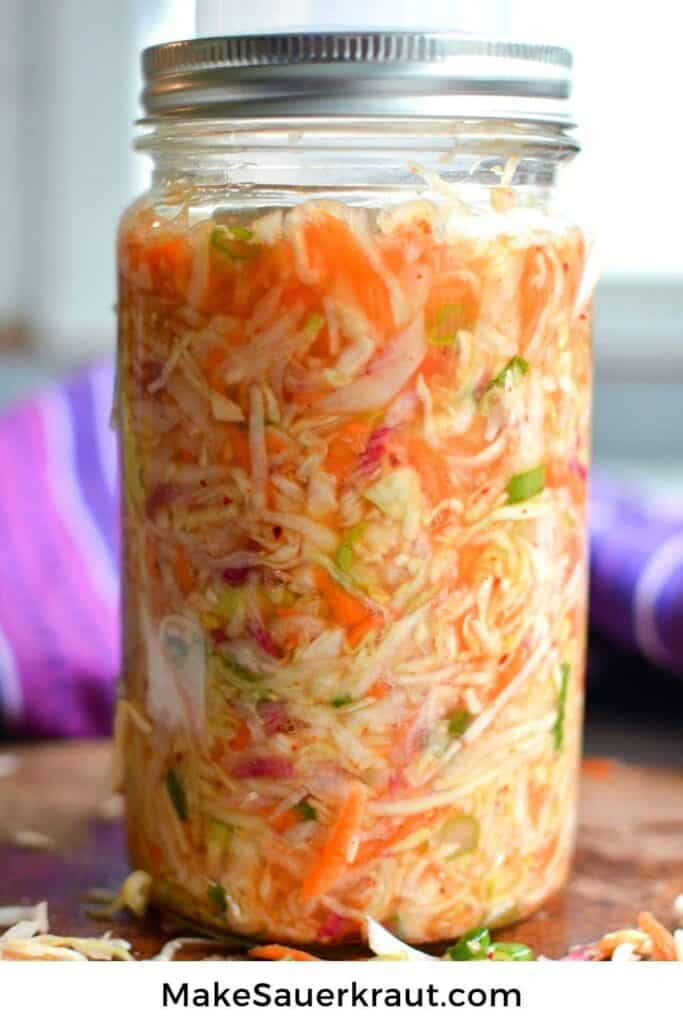 Jar of Kimchi Style Sauerkraut