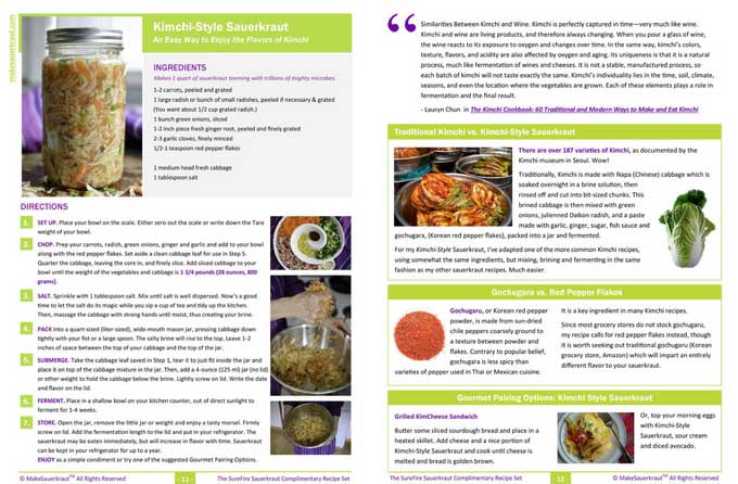 Image spread of l PDF recipe for Kimchi-Style Sauerkraut. | MakeSauerkraut.com