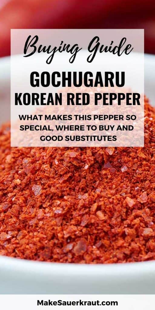 Close up of Korean red pepper flakes in a wooden bowl. | MakeSauerkraut.com