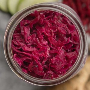 Red cabbage sauerkraut with beets and apple. Delicious! | makesauerkraut.com