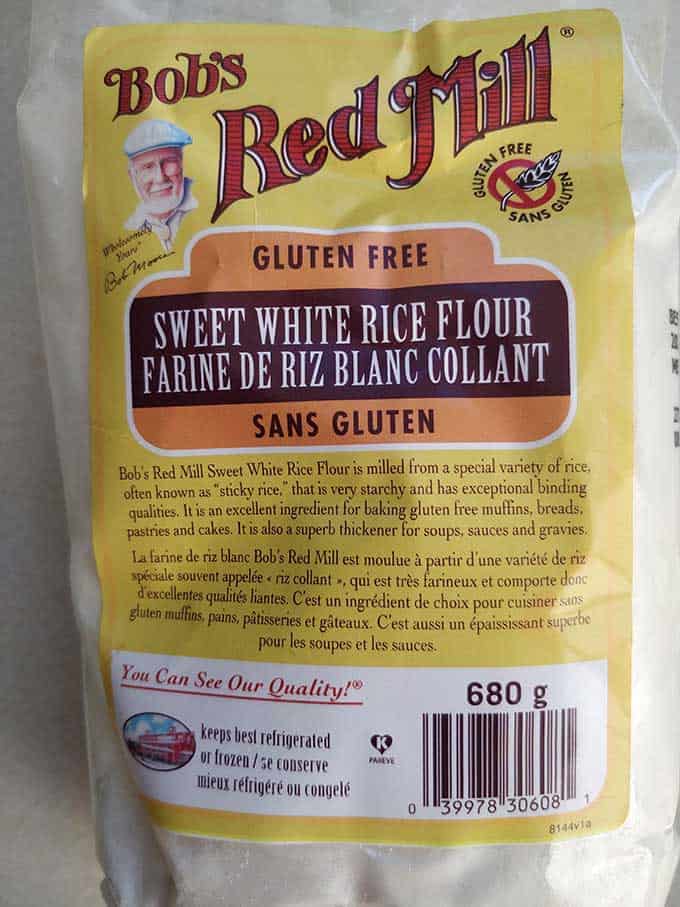 Yellow plastic bag of sweet rice flour. | MakeSauerkraut.com