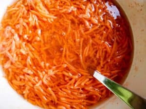 Brine carrots ready for an overnight soak. | MakeSauerkraut.com