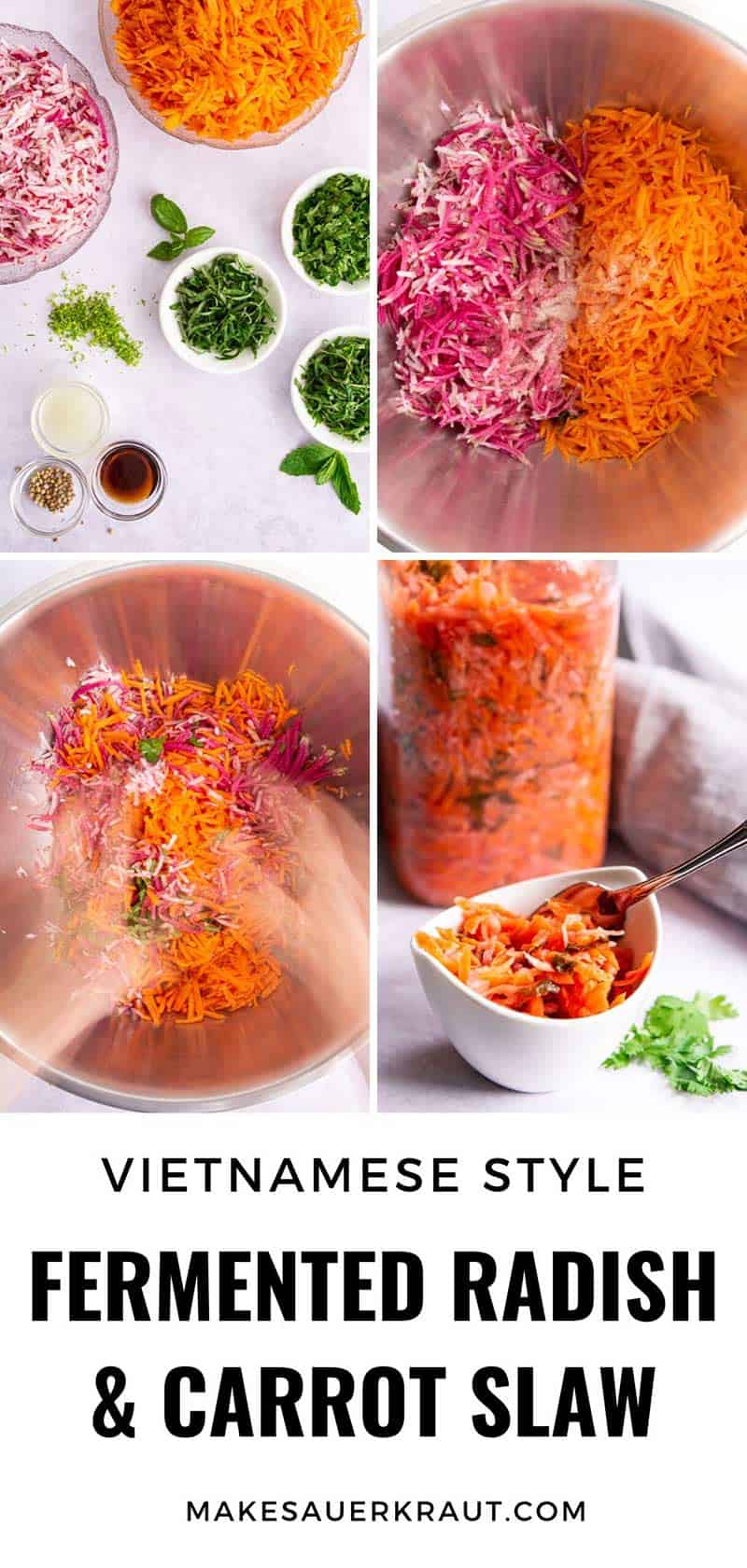 Fermented Radish and Carrots Slaw [Vietnamese Style] MakeSauerkraut