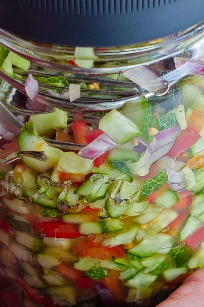 A jar of pickled vegetables. | MakeSauerkraut.com	