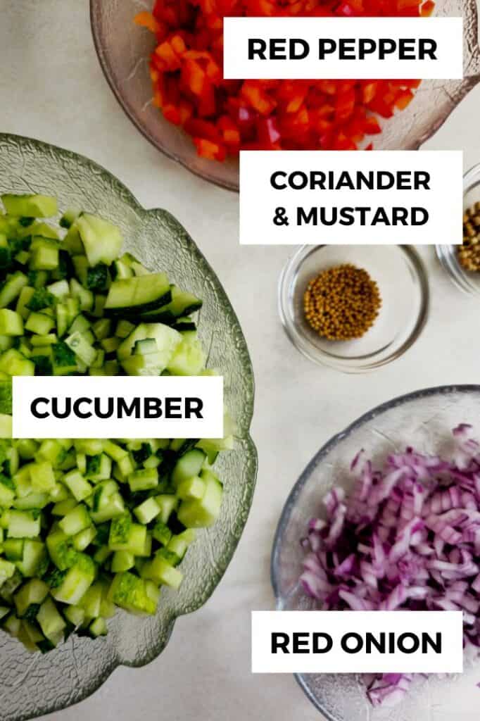 Chopped red pepper, cucumber, red onion, | MakeSauerkraut.com