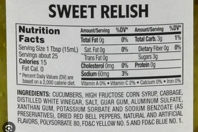 The label for sweet relish. | MakeSauerkraut.com