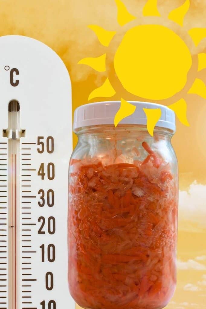 Image of sauerkraut, thermometer and sun icon. | makesauerkraut.com